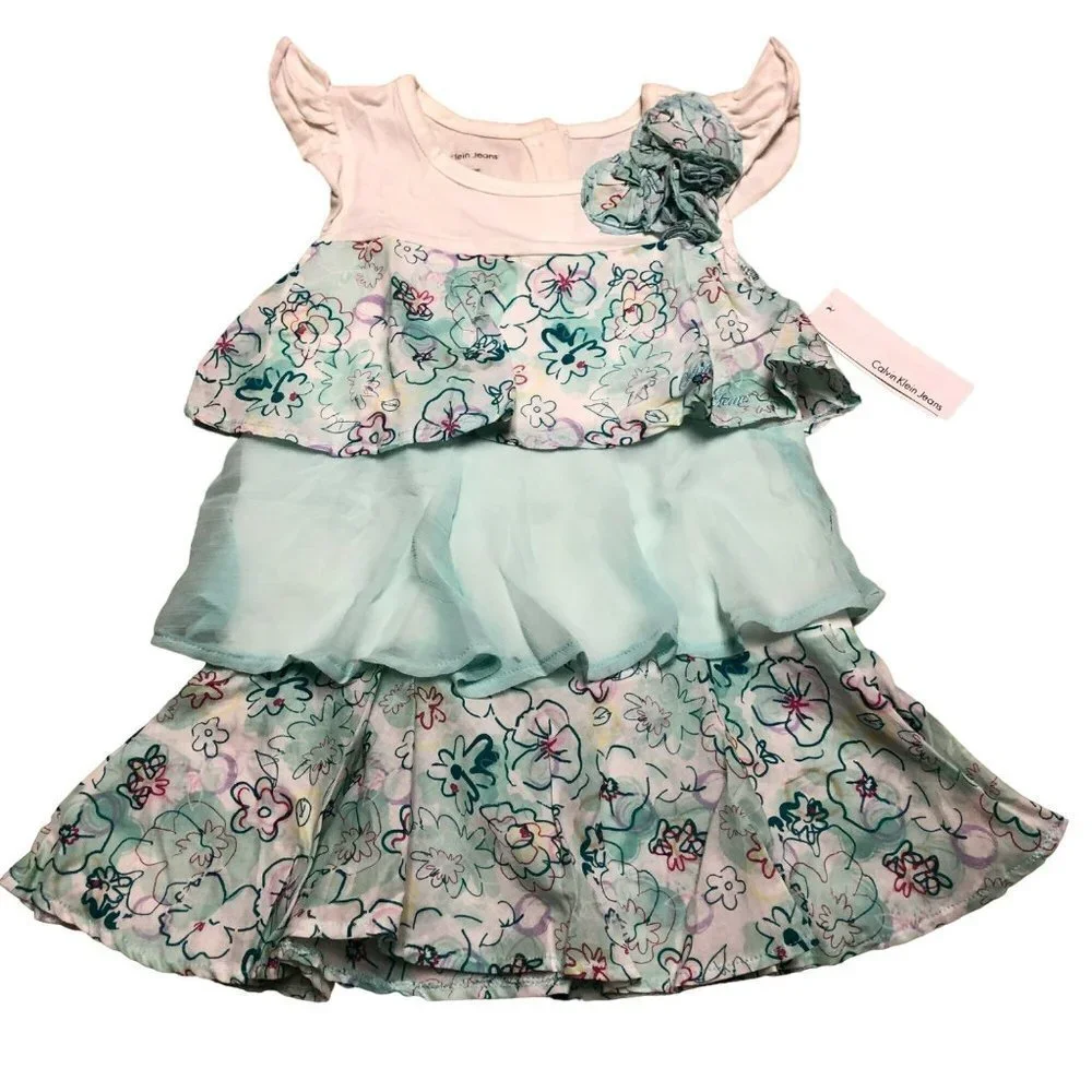 CALVIN KLEIN JEANS  GIRLS TWO PIECE SETS‎ DRESS & LEGGINGS SIZE 4T NEW WITH TAG
